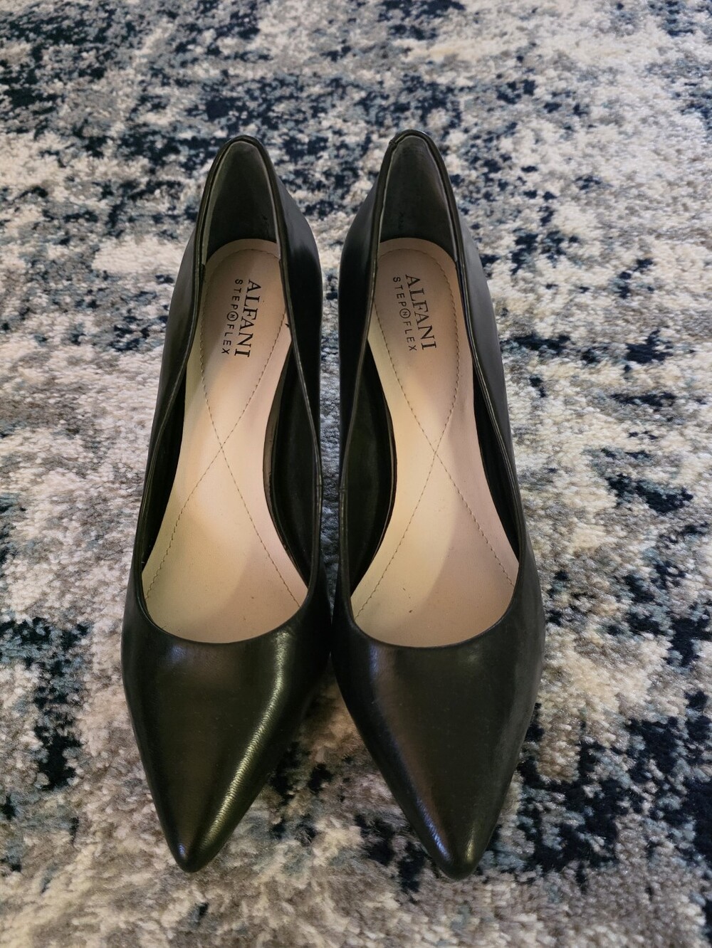 Alfani Black Pointed-Toe Leather Pumps